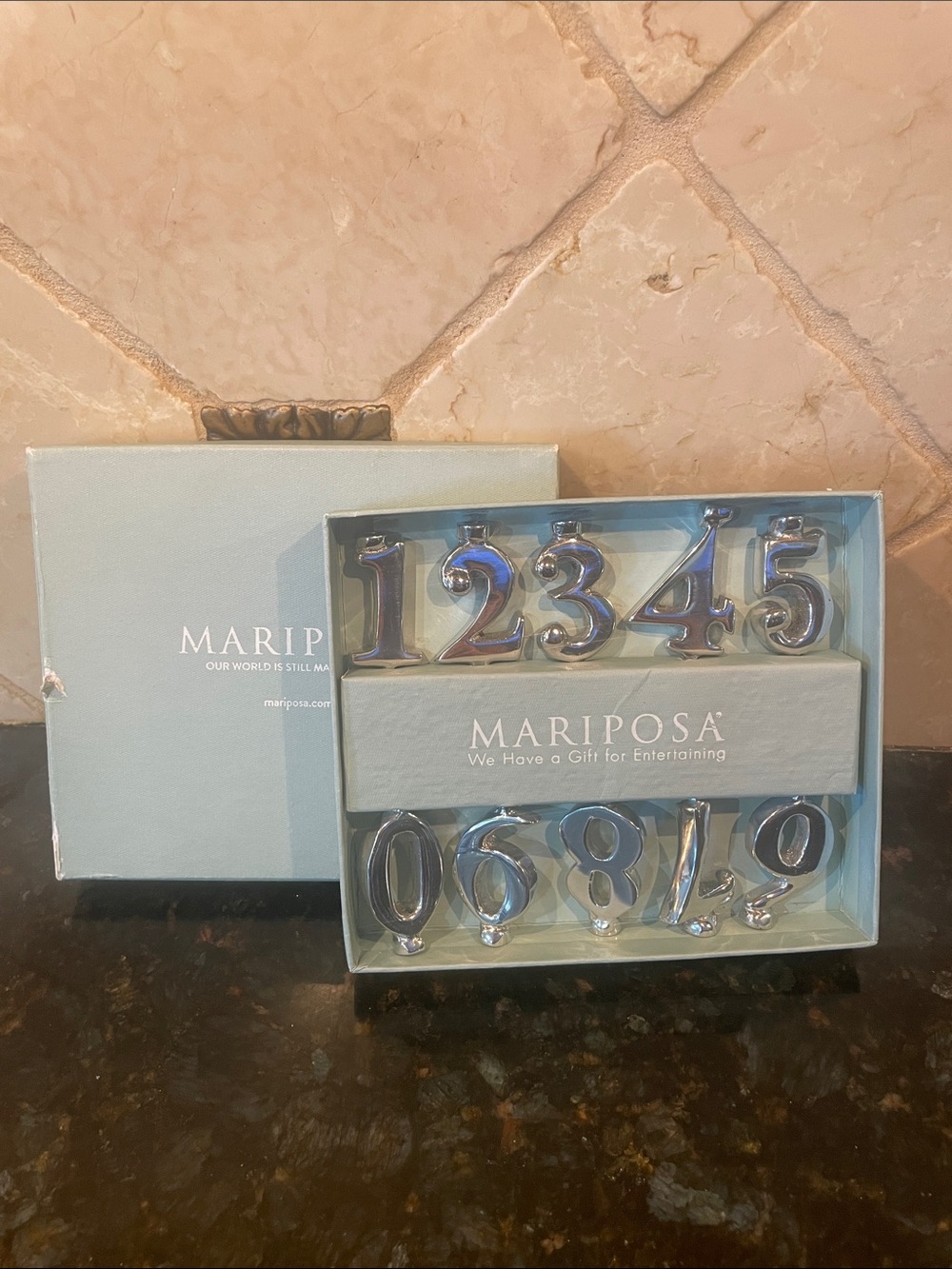 Mariposa Silver Metallic Number Candle Holders